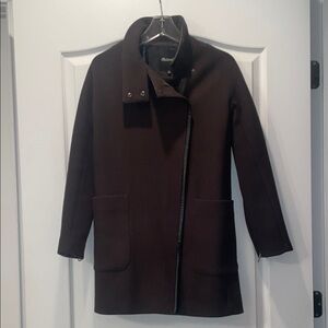 Madewell Olive Green City Grid Cocoon Wool Coat Size 00